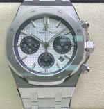 Swiss Clone Audemars Piguet Royal Oak White Chronograph Black Sub-dials Watch 41MM